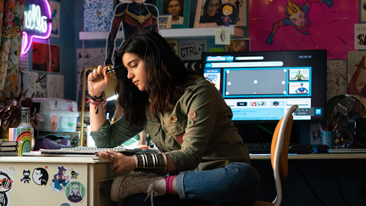 Iman Vellani as Ms. Marvel/Kamala Khan in Marvel Studios' THE MARVELS. Photo by Laura Radford. © 2023 MARVEL.