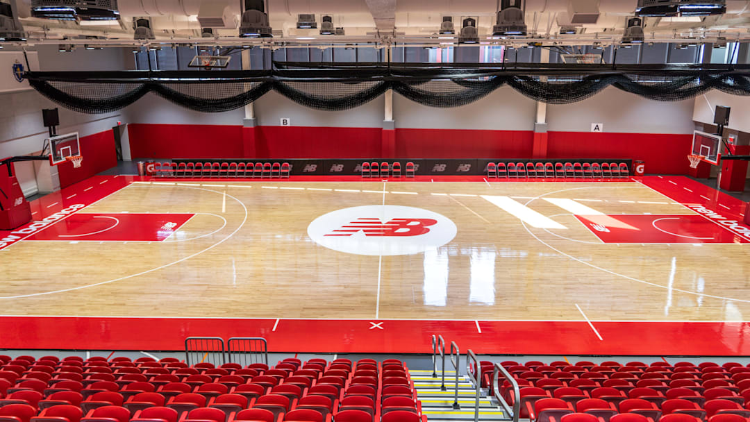 The basketball court at the TRACK on New Balance's Boston Campus.