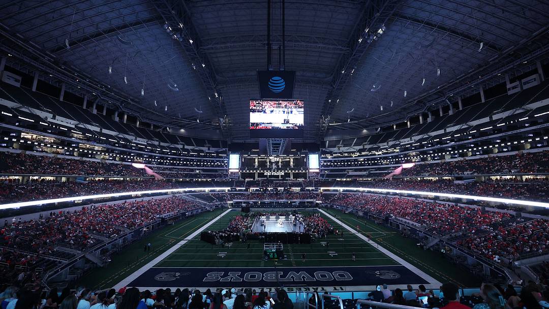 Four women’s college volleyball teams took over AT&T Stadium last week, part of a recent trend of the sport playing in some of the biggest venues. 