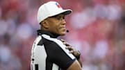 Jan 5, 2025; Glendale, Arizona, USA; NFL referee Shawn Smith during the Arizona Cardinals game against the San Francisco 49ers at State Farm Stadium.
