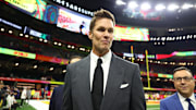 Feb 9, 2025; New Orleans, LA, USA; Tom Brady on the field before Super Bowl LIX between the Philadelphia Eagles and the Kansas City Chiefs at Ceasars Superdome. 