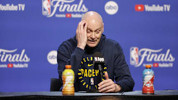 Jun 4, 2025; Oklahoma City, OK, USA; Indiana Pacers head coach Rick Carlisle during NBA Finals Media Day at Paycom Center. Mandatory Credit: Alonzo Adams-Imagn Images