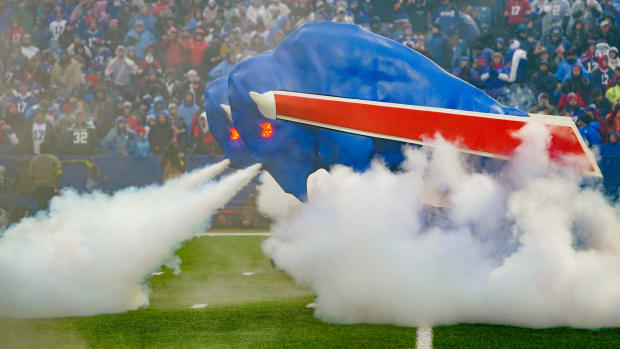 Dec 11, 2022; Orchard Park, New York, USA; A general view of the Buffalo Bills entrance tunnel during pregame ceremonies prio