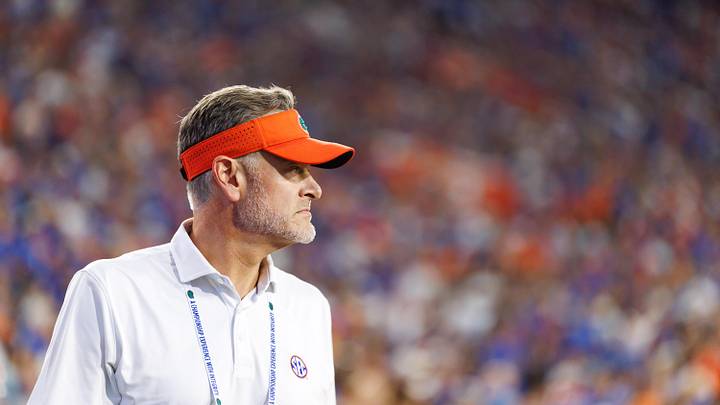 Sep 6, 2025; Gainesville, Florida, USA; Florida Gators athletic director Scott Stricklin looks on against the Florida Gators during the second half at Ben Hill Griffin Stadium. Mandatory Credit: Matt Pendleton-Imagn Images
