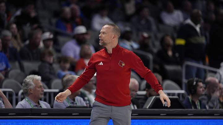 Mar 12, 2026; Charlotte, NC, USA; Louisville Cardinals head coach Pat Kelsey.