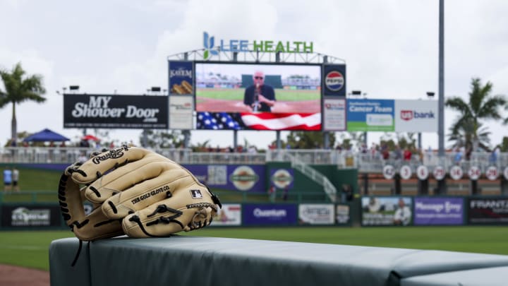 Mar 6, 2024; Fort Myers, Florida, USA;  a general view of the stadium before the start of a spring training game between the Boston Red Sox and Minnesota Twins at Hammond Stadium. Mandatory Credit: Nathan Ray Seebeck-USA TODAY Sports