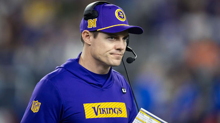 Jan 13, 2025; Glendale, AZ, USA; Minnesota Vikings head coach Kevin O'Connell against the Los Angeles Rams during an NFC wild card game at State Farm Stadium. Mandatory Credit: Mark J. Rebilas-Imagn Images Jan 13, 2025; Glendale, AZ, USA; Minnesota Vikings head coach Kevin O'Connell against the Los Angeles Rams during an NFC wild card game at State Farm Stadium. Mandatory Credit: Mark J. Rebilas-Imagn Images