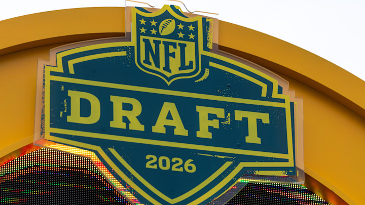 January 7, 2026; The 2026 NFL Draft logo is displayed atop the NFL Draft countdown clock.
