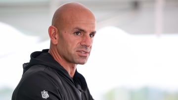 Jul 27, 2024; Florham Park, NJ, USA; New York Jets head coach Robert Saleh talks with media during training camp at Atlantic Health Jets Training Center