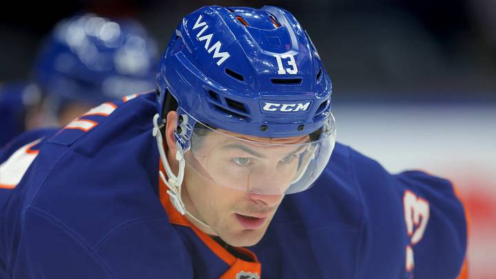Mar 28, 2026; Elmont, New York, USA; New York Islanders center Mathew Barzal (13) skates against the Florida Panthers during the first period at UBS Arena. Mandatory Credit: Brad Penner-Imagn Images Mar 28, 2026; Elmont, New York, USA; New York Islanders center Mathew Barzal (13) skates against the Florida Panthers during the first period at UBS Arena. Mandatory Credit: Brad Penner-Imagn Images