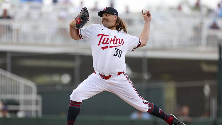 Mar 4, 2026; Fort Myers, Florida, USA; Minnesota Twins pitcher Andrew Chafin (39) throws a pitch against Puerto Rico in the sixth inning during spring training at Lee Health Sports Complex/Hammond Stadium. Mandatory Credit: Nathan Ray Seebeck-Imagn Images
