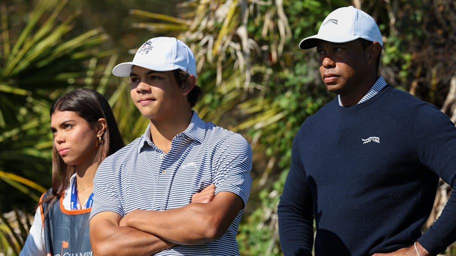 Tiger Woods son Charlie Woods and daughter Sam Woods during the 2024 PNC Championship at The Ritz-Carlton Golf Club. 