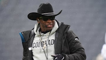 Apr 27, 2024; Boulder, CO, USA; Colorado Buffaloes head coach Deion Sanders during a spring game event at Folsom Field. Mandatory Credit: Ron Chenoy-Imagn Images