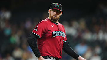Sep 17, 2024; Denver, Colorado, USA; Arizona Diamondbacks starting pitcher Jordan Montgomery (52) leaves the mound in the fifth inning against the Colorado Rockies at Coors Field. Mandatory Credit: Ron Chenoy-Imagn Images