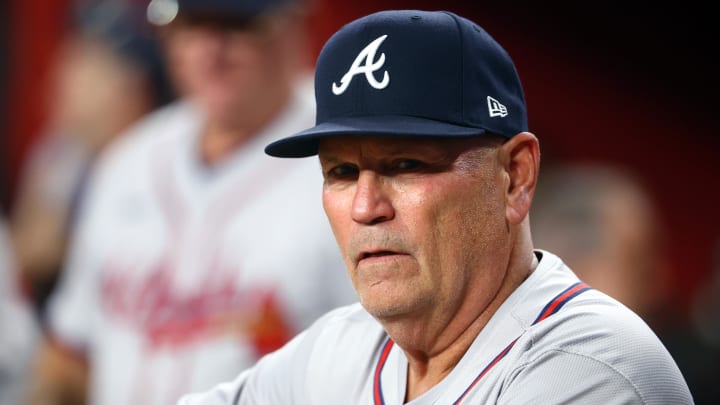 Atlanta Braves manager Brian Snitker against the Arizona Diamondbacks at Chase Field.