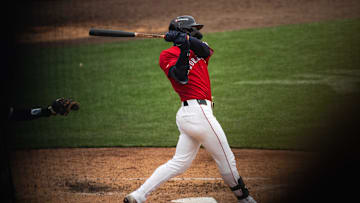 Worcester Red Sox player Roman Anthony takes a swing during a Triple-A game on April 13, 2025, at Polar Park.