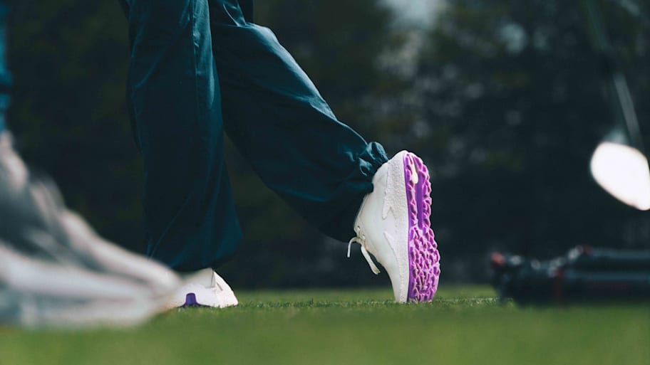 The Biom H5 in women's white with purple.