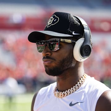 Colorado Buffalos quarterback Shedeur Sanders prior to the game against the Arizona Wildcats.
