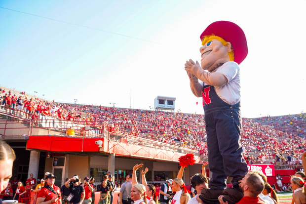 Herbie Husker during the second quarter between the Nebraska Cornhuskers and the Michigan Wolverines at Memorial Stadium.