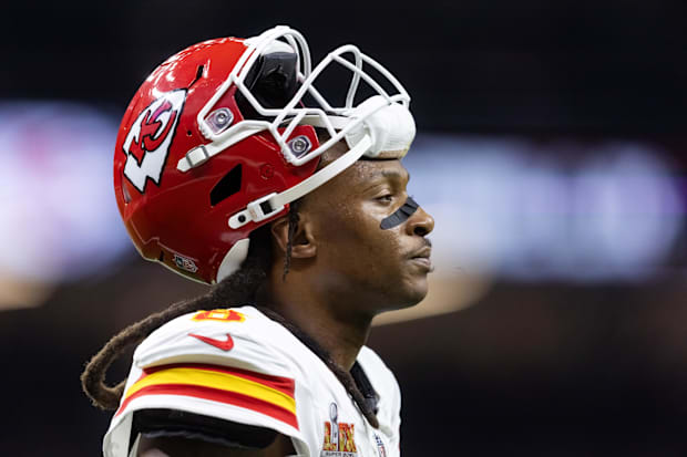 Kansas City Chiefs wide receiver DeAndre Hopkins (8) against the Philadelphia Eagles in Super Bowl LIX.