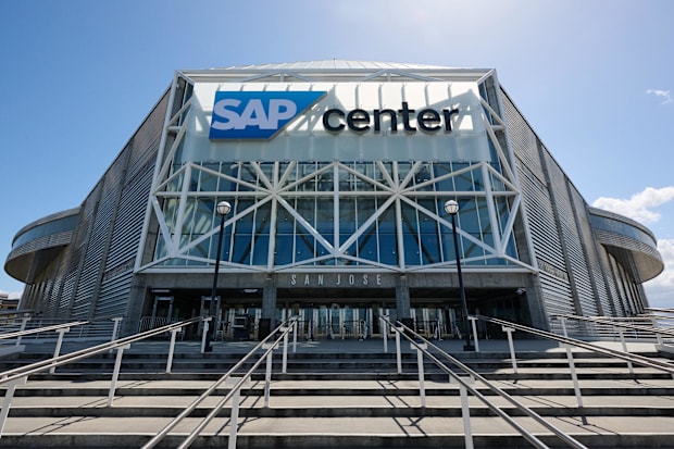 A general view of the SAP Center at San Jose exterior.