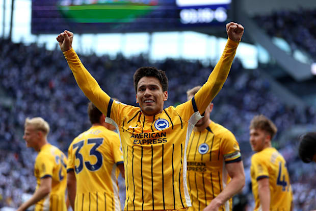 Diego Gomez celebrating for Brighton.