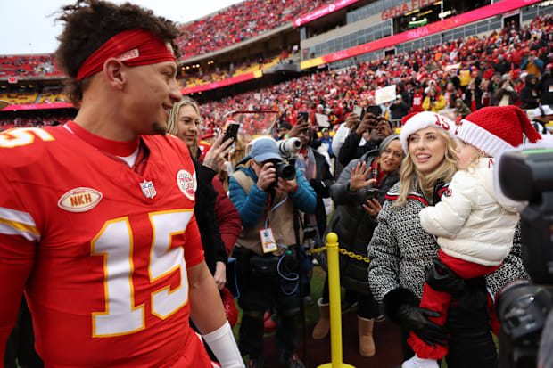 Patrick, Brittany, Sterling Skye at Chiefs game on Christmas Day 2023