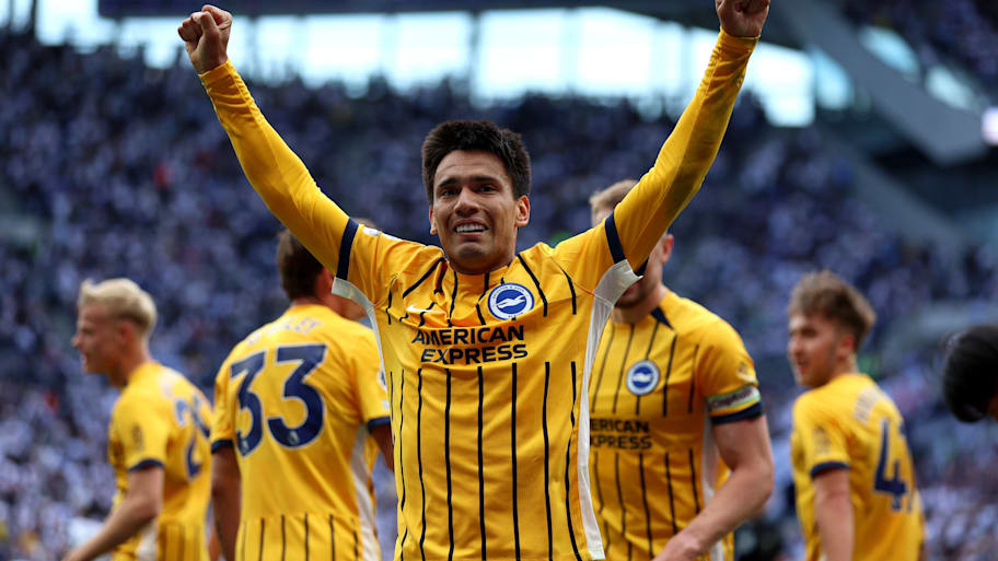 Diego Gomez celebrating for Brighton.