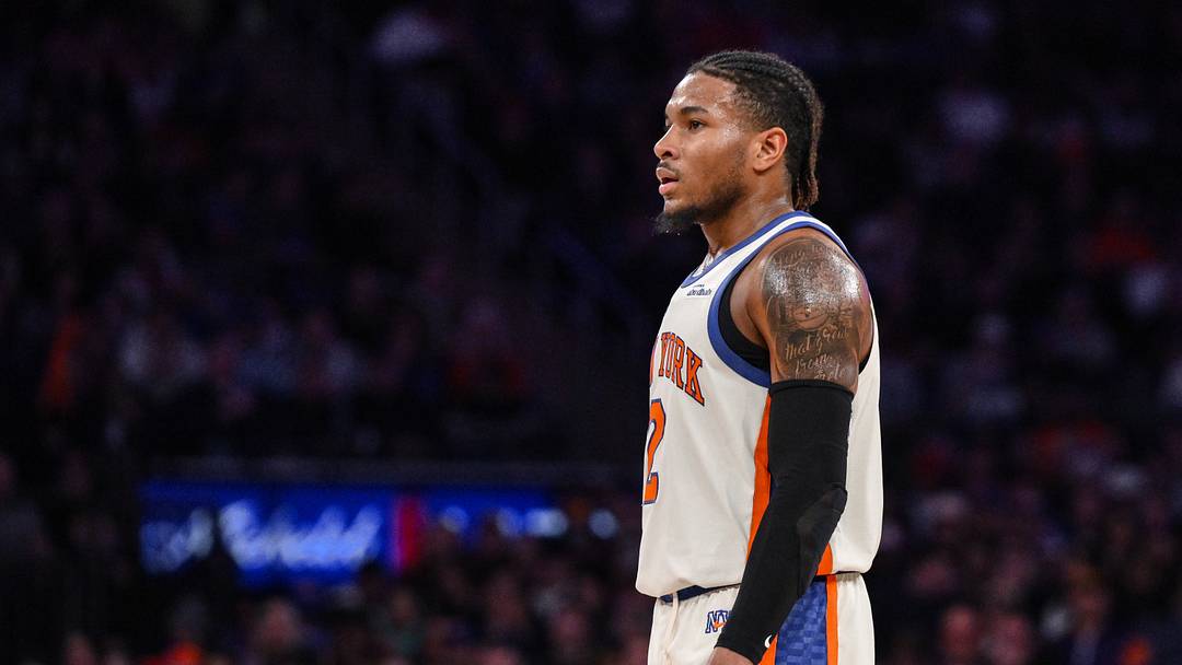 Jan 17, 2026; New York, New York, USA; New York Knicks guard Miles McBride (2) during the second half against the Phoenix Suns at Madison Square Garden. Mandatory Credit: John Jones-Imagn Images