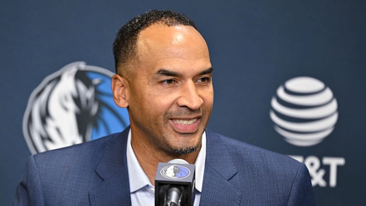 Dallas Mavericks general manager Nico Harrison speaks to the media at the Dallas Mavericks Practice Facility. Mandatory Credit: Jerome Miron-Imagn Images Dallas Mavericks general manager Nico Harrison speaks to the media at the Dallas Mavericks Practice Facility. Mandatory Credit: Jerome Miron-Imagn Images
