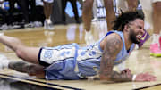 Davis reacts after being fouled during the Tar Heels’ NCAA tournament first-round game Friday.