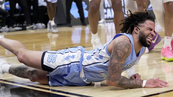 Davis reacts after being fouled during the Tar Heels’ NCAA tournament first-round game Friday.