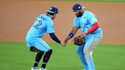 The Toronto Blue Jays first and baseman Vladimir Guerrero Jr. are one win away from a World Series title.