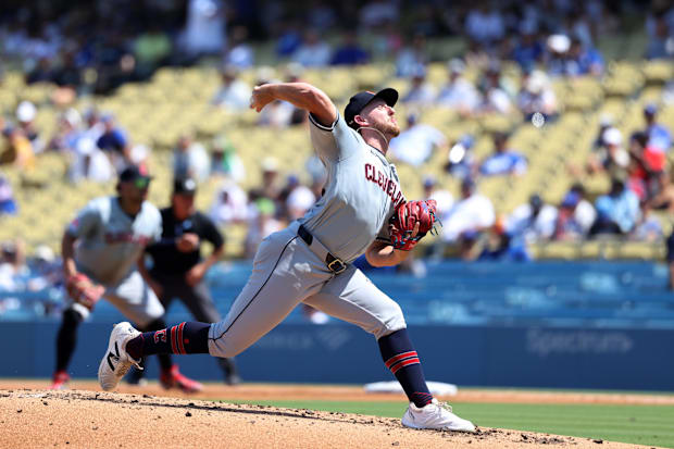 Tanner Bibee throws a pitch 