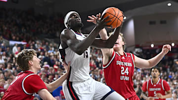 Gonzaga forward Graham Ike shoots the ball against Southern Utah. The Bulldogs will play in the Players Era Festival next week in Las Vegas. 