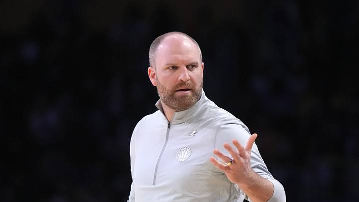 Memphis Grizzlies coach Taylor Jenkins reacts in the first half against the Memphis Grizzlies at Crypto.com Arena on December 15, 2024.