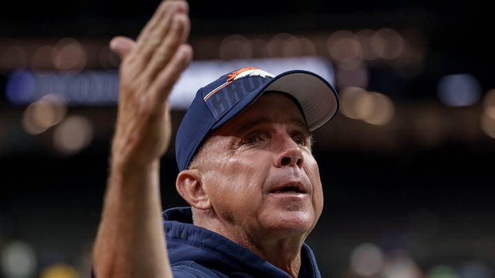 Aug 23, 2025; New Orleans, Louisiana, USA; Denver Broncos head coach Sean Payton gestures before a game against the New Orleans Saints at Caesars Superdome. Mandatory Credit: Matthew Hinton-Imagn Images