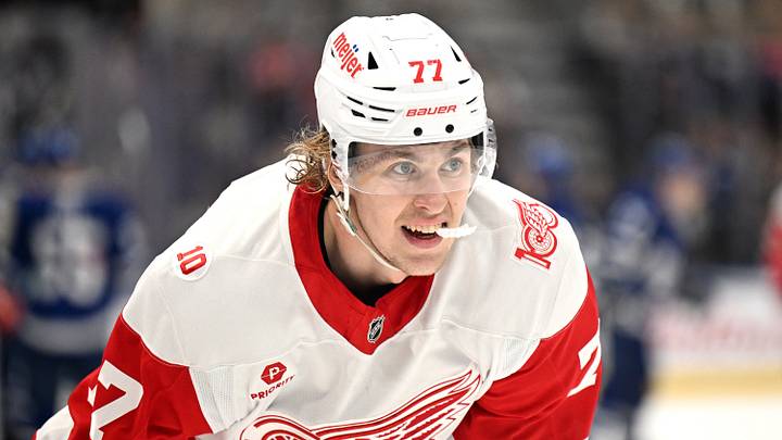 Detroit Red Wings defenseman Simon Edvinsson Detroit Red Wings defenseman Simon Edvinsson