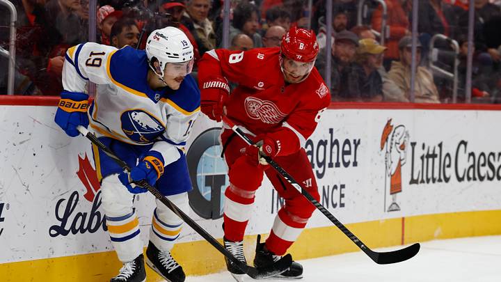 Buffalo Sabres center Peyton Krebs and Detroit Red Wings defenseman Ben Chiarot