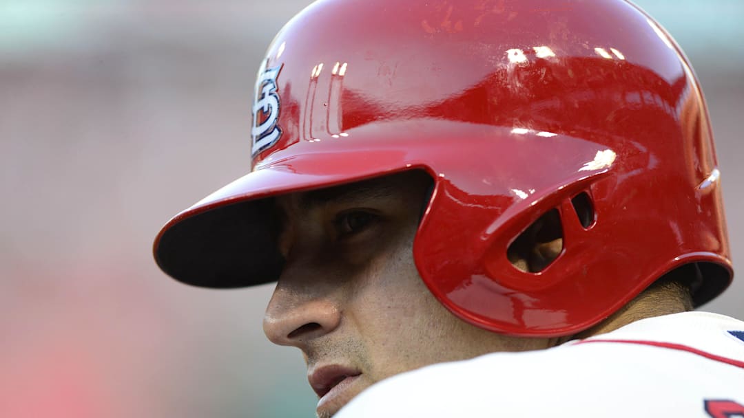 Aug 24, 2013; St. Louis, MO, USA; St. Louis Cardinals first baseman Allen Craig (21) looks on during the third inning against the Atlanta Braves at Busch Stadium. Mandatory Credit: Jeff Curry-Imagn Images