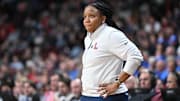 Mar 28, 2025; Spokane, WA, USA; Ole Miss Rebels head coach Yolett McPhee-McCuin looks on against the UCLA Bruins during the second half of a Sweet 16 NCAA Tournament basketball game at Spokane Arena. at Spokane Arena. Mandatory Credit: James Snook-Imagn Images