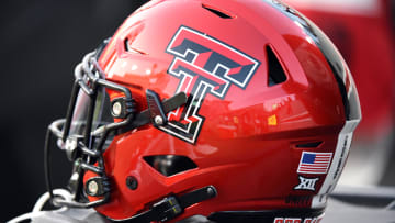 Sep 17, 2022; Raleigh, North Carolina, USA;  A general view of a Texas Tech Red Raiders helmet at Carter-Finley Stadium. Mandatory Credit: Rob Kinnan-USA TODAY Sports