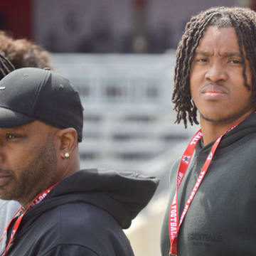 Four-star edge rusher recruit McHale Blade visited Wisconsin Badgers spring football practice in April