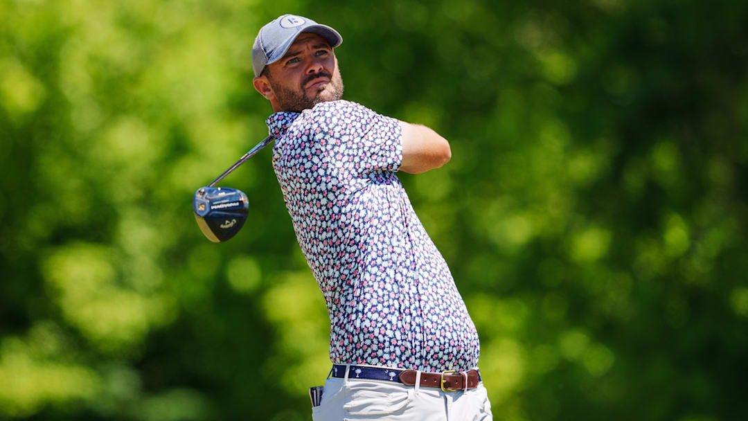 Wesley Bryan hits a tee shot during the Zurich Classic of New Orleans