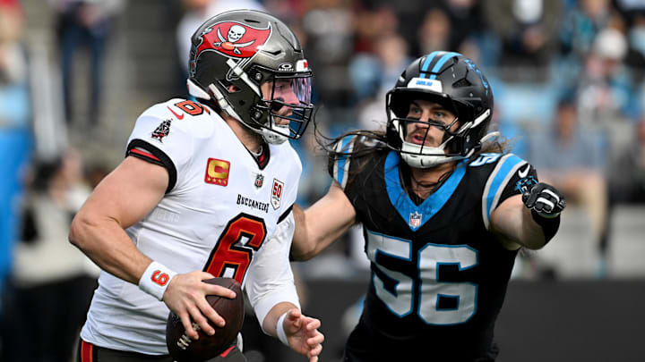 Baker Mayfield and the Buccaneers are home favorites against the Panthers with the NFC South on the line.