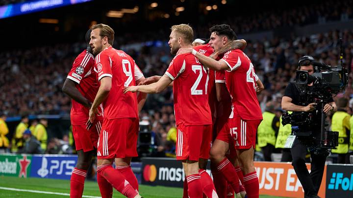 Bayern Munich players celebrating a goal against Real Madrid on Tuesday.