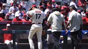 Aug 23, 2023; Anaheim, California, USA; Los Angeles Angels starting pitcher Shohei Ohtani (17)