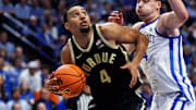 Purdue Boilermakers forward Trey Kaufman-Renn (4) drives to the basket