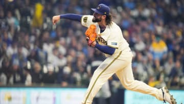 Milwaukee Brewers starting pitcher Jakob Junis (35) pitches during the first inning of the game against the Minnesota Twins on Tuesday April 2, 2024 at American Family Field in Milwaukee, Wis.