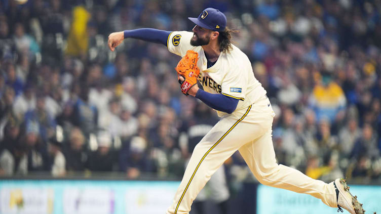 Milwaukee Brewers starting pitcher Jakob Junis (35) pitches during the first inning of the game against the Minnesota Twins on Tuesday April 2, 2024 at American Family Field in Milwaukee, Wis.